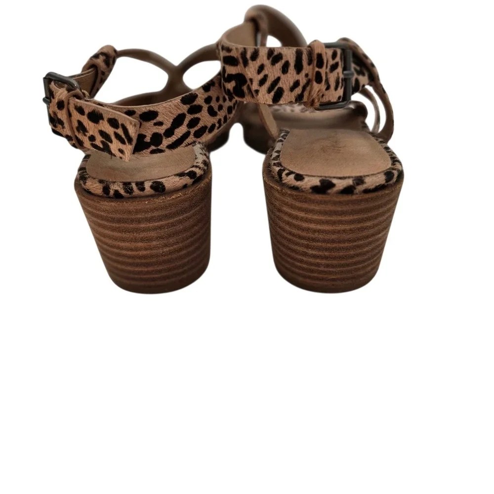 Madewell The Lori Leopard Calf Hair Sandals 7.5 Strappy‎ Block Heel Womens AH730